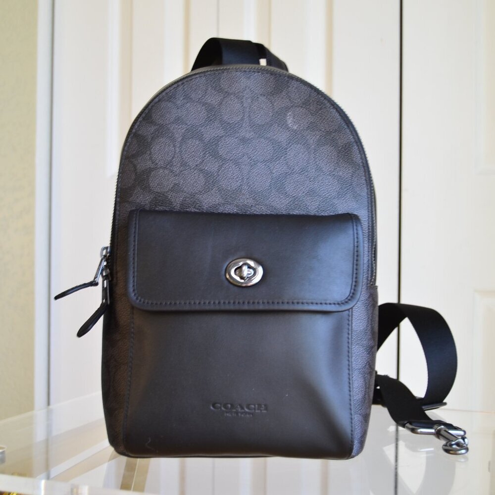 Coach  CAJ92 Turnlock Sling Pack In Signature Canvas - Picture 2 of 16